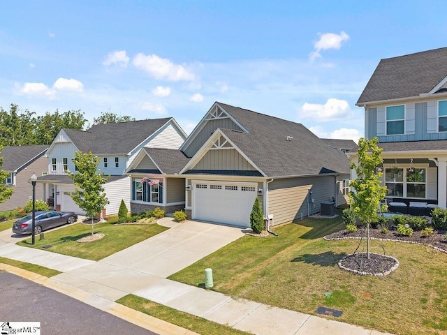 18 Yakama Way, Greenville, SC 29607 - craftsman inspired home with board and batten siding, an attached garage, concrete driveway, and a front lawn