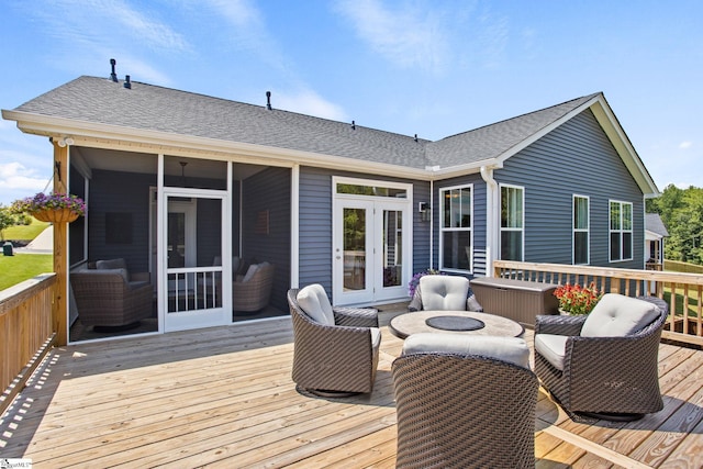 240 Nicole Marie Ct, Greer, SC 29651 - wooden deck with a sunroom
