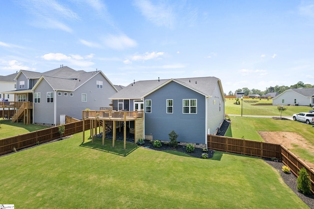 240 Nicole Marie Ct, Greer, SC 29651 - rear view of property featuring a wooden deck, a fenced backyard, a residential view, and stairway