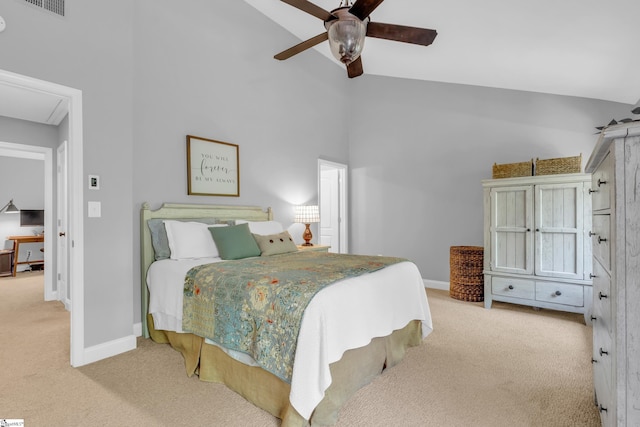 150 Stallings Rd Unit A1, Taylors, SC 19687 - carpeted bedroom with high vaulted ceiling, ceiling fan, and attic access