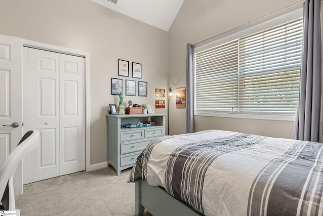 6 Nakkol Dr, Simpsonville, SC 29680 - bedroom featuring light colored carpet, vaulted ceiling, and a closet