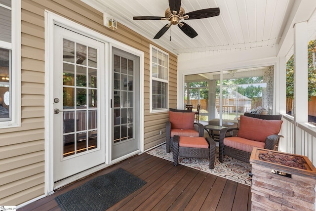 6 Nakkol Dr, Simpsonville, SC 29680 - wooden terrace featuring ceiling fan