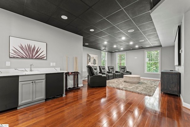 19 Hobcaw Dr, Greer, SC 29650 - living area with dark wood-type flooring, a paneled ceiling, and recessed lighting