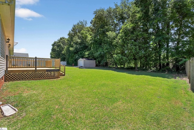 111 Falcon Ln, Chesnee, SC 29323 - view of yard featuring a deck and a storage shed