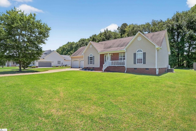 111 Falcon Ln, Chesnee, SC 29323 - single story home with crawl space, driveway, an attached garage, a porch, and a front yard