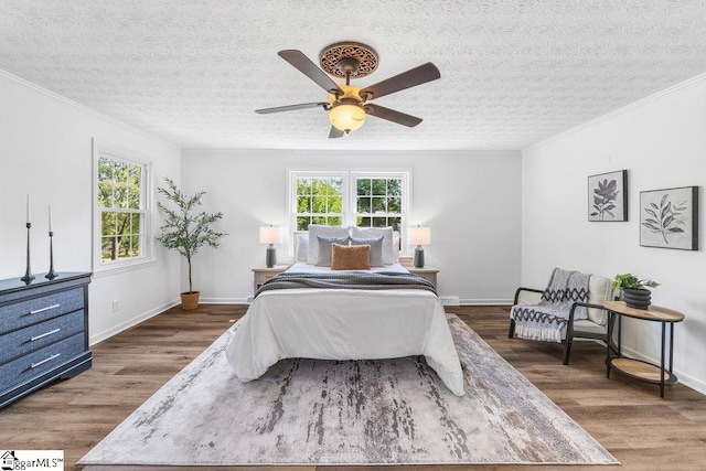 1117 Briarwood Dr, Easley, SC 29642 - bedroom with multiple windows, wood finished floors, ornamental molding, a textured ceiling, and ceiling fan