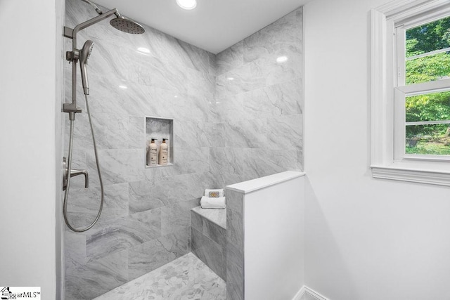 1117 Briarwood Dr, Easley, SC 29642 - bathroom featuring a marble finish shower and recessed lighting