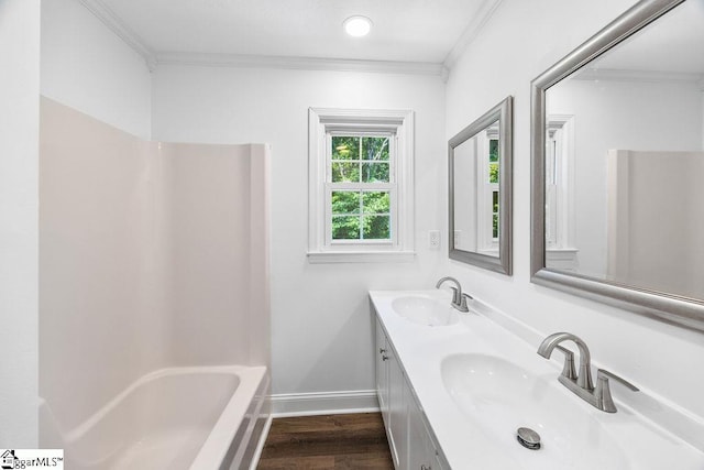 1117 Briarwood Dr, Easley, SC 29642 - full bath with crown molding, wood finished floors, double vanity,  shower combination, and recessed lighting