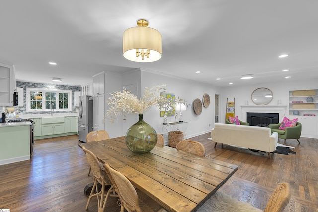 26 Tranquil Ave, Greenville, SC 29615 - dining room with recessed lighting, dark wood-type flooring, and a fireplace