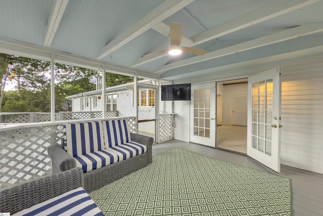 26 Tranquil Ave, Greenville, SC 29615 - sunroom featuring french doors, ceiling fan, an outdoor hangout area, and healthy amount of natural light