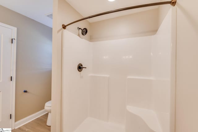 121 Stanmoore Dr, Anderson, SC 29621 - bathroom featuring a shower and wood finished floors