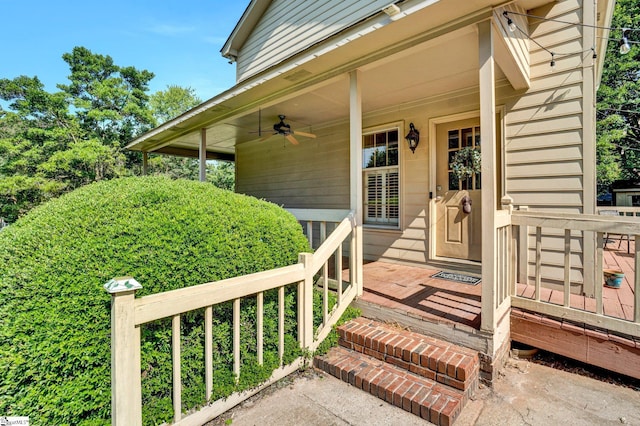 203 Camellia Ln, Simpsonville, SC 29681 - view of exterior entry with ceiling fan and a porch