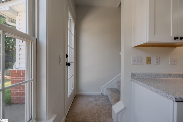 101 Clearbrook Ct, Greer, SC 29650 - doorway featuring carpet and stairway