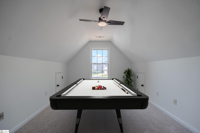 101 Clearbrook Ct, Greer, SC 29650 - game room with carpet, lofted ceiling, and ceiling fan