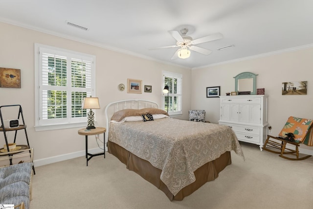 163 Tupelo Dr, Greer, SC 29651 - bedroom with ornamental molding, light colored carpet, and a ceiling fan