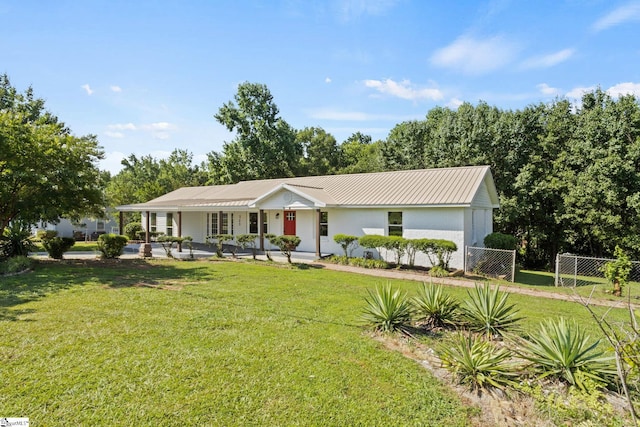 223 Speedway Dr, Fountain Inn, SC 29644 - ranch-style house with a metal roof and covered porch