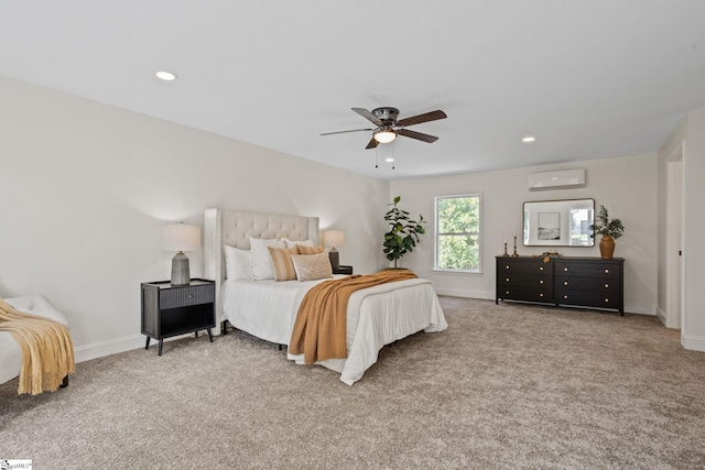 223 Speedway Dr, Fountain Inn, SC 29644 - carpeted bedroom with recessed lighting, a wall mounted air conditioner, and ceiling fan