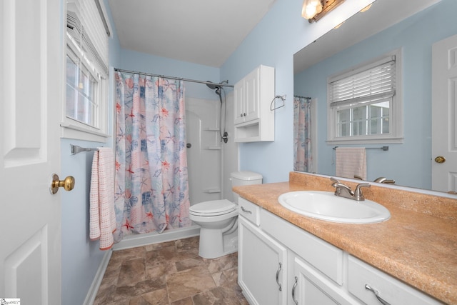 908 Harness Trl, Greenville, SC 29681 - bathroom with vanity, stone finish flooring, and a shower with shower curtain