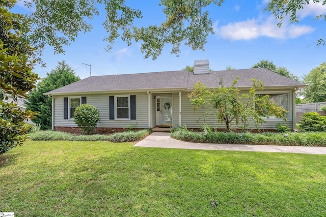 908 Harness Trl, Greenville, SC 29681 - ranch-style home with a front yard, a chimney, and roof with shingles