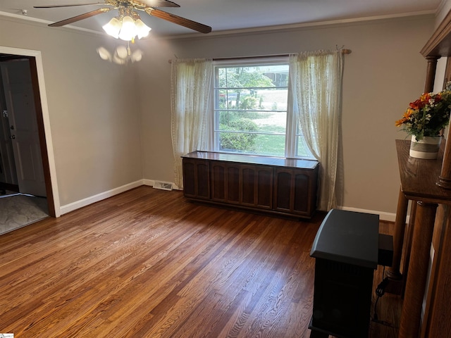 228 Styles Rd, Taylors, SC 29687 - unfurnished room featuring ceiling fan, crown molding, and wood finished floors