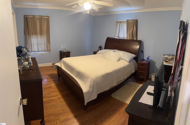 228 Styles Rd, Taylors, SC 29687 - bedroom with crown molding, wood finished floors, and a ceiling fan
