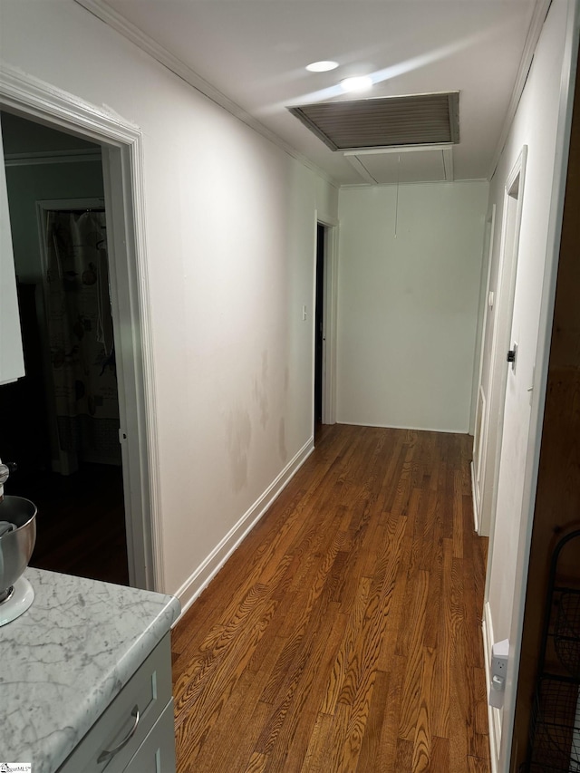 228 Styles Rd, Taylors, SC 29687 - hallway with attic access and dark wood finished floors