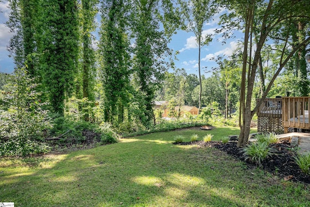 2 Line St, Taylors, SC 29687 - view of grassy yard featuring a wooden deck
