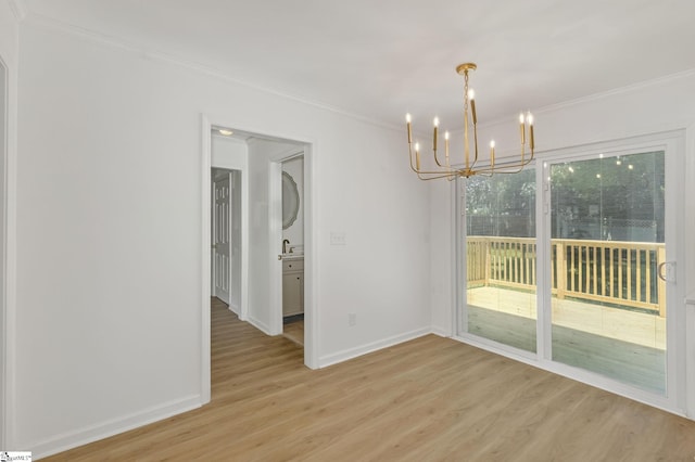103 Gaithburg Sq, Taylors, SC 29687 - unfurnished dining area featuring a chandelier, crown molding, and light wood-style floors