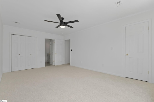 103 Gaithburg Sq, Taylors, SC 29687 - unfurnished bedroom featuring light carpet, ornamental molding, ceiling fan, ensuite bath, and a closet
