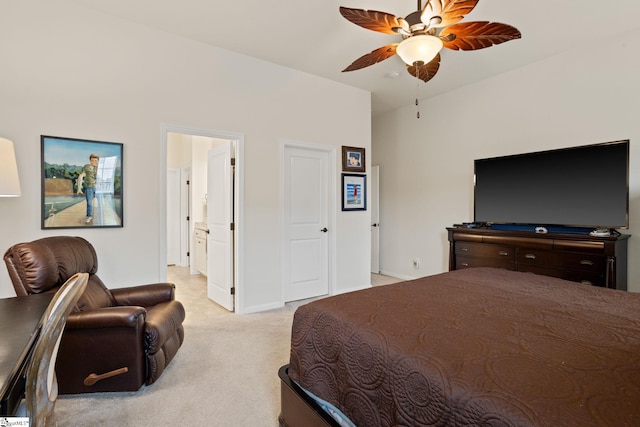 506 Bellot Winds Dr, Duncan, SC 29334 - bedroom with light carpet, a ceiling fan, and ensuite bath