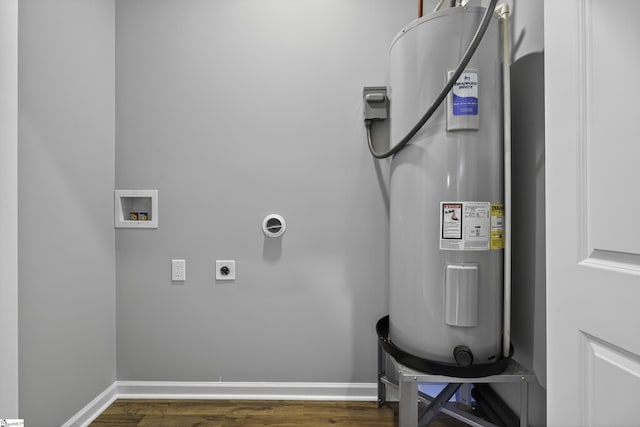 107 Toney Creek Rd, Belton, SC 29627 - laundry area featuring electric water heater, hookup for an electric dryer, hookup for a washing machine, and dark wood finished floors