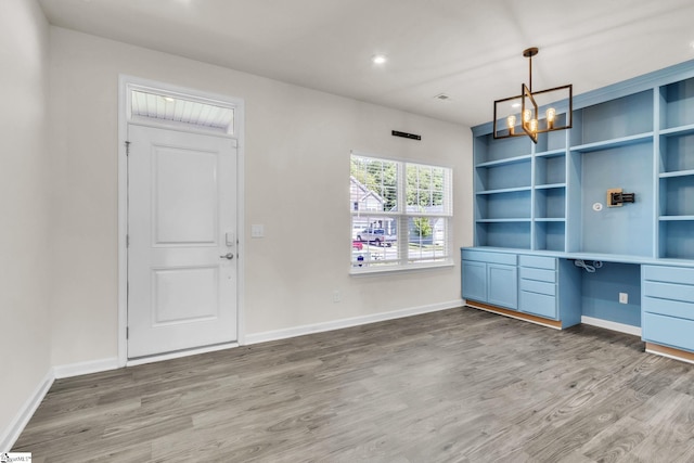 10 Wiltshire Cir, Easley, SC 29642 - unfurnished office with wood finished floors, a chandelier, and recessed lighting