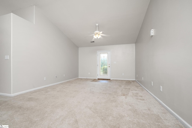 196 Reedy Fork Rd, Greenville, SC 29605 - empty room with a ceiling fan, light carpet, and lofted ceiling
