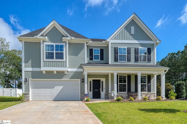 4002 Hometown Way, Boiling Springs, SC 29316 - craftsman inspired home featuring board and batten siding, driveway, covered porch, an attached garage, and stone siding
