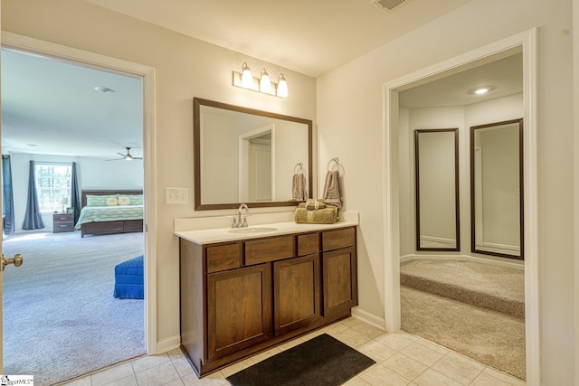 4002 Hometown Way, Boiling Springs, SC 29316 - ensuite bathroom featuring vanity, tile patterned flooring, and a ceiling fan