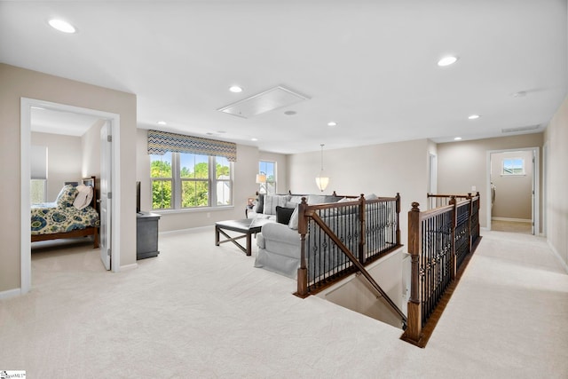 202 Princeton Dr, Duncan, SC 29334 - living area featuring attic access, carpet flooring, and recessed lighting