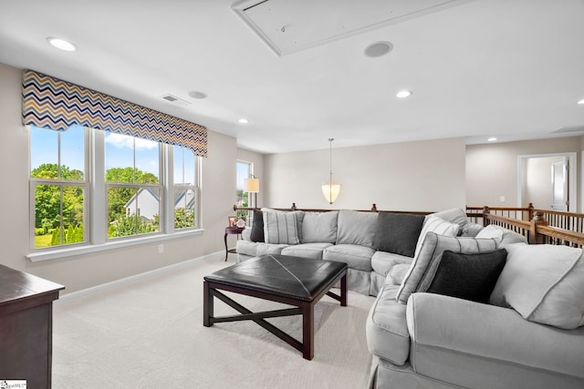 202 Princeton Dr, Duncan, SC 29334 - living area featuring attic access, recessed lighting, and carpet