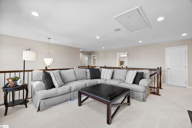 202 Princeton Dr, Duncan, SC 29334 - living area with attic access, light colored carpet, and recessed lighting