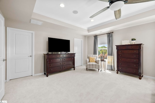 202 Princeton Dr, Duncan, SC 29334 - sitting room featuring ornamental molding, carpet floors, a raised ceiling, a ceiling fan, and recessed lighting