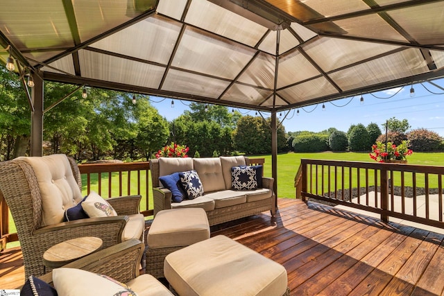 202 Princeton Dr, Duncan, SC 29334 - wooden terrace with an outdoor hangout area and a yard
