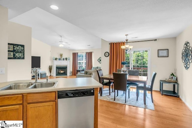 431 Lynnell Way, Moore, SC 29369 - kitchen featuring dishwasher, healthy amount of natural light, light wood-style flooring, a chandelier, and recessed lighting