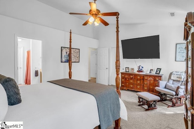 431 Lynnell Way, Moore, SC 29369 - bedroom with carpet flooring, a ceiling fan, and high vaulted ceiling