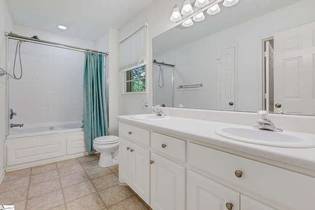 415 N Pond View Dr, Duncan, SC 29334 - full bath with double vanity, shower / tub combo with curtain, and tile patterned flooring