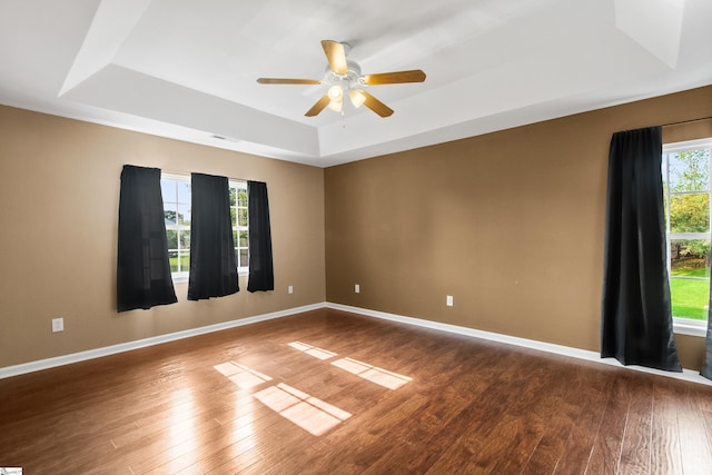 118 Moonshadow Ct, Duncan, SC 29334 - unfurnished room featuring a tray ceiling, wood finished floors, and ceiling fan