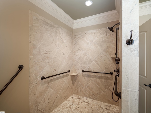 217 Andalusian Trl, Anderson, SC 29621 - full bathroom with ornamental molding and tiled shower