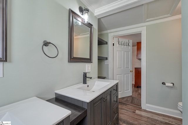 160 Bill Roberson Rd, Enoree, SC 29335 - full bathroom with vanity, crown molding, and wood finished floors