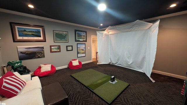 108 Ledgestone Way, Greer, SC 29651 - game room featuring carpet floors, recessed lighting, and crown molding
