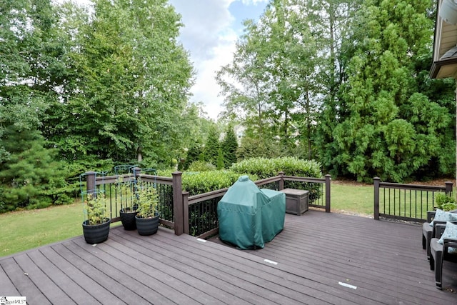 108 Ledgestone Way, Greer, SC 29651 - wooden deck featuring area for grilling and view of wooded area