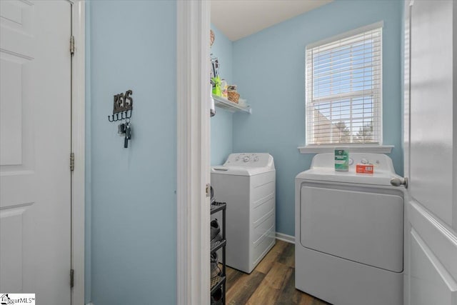 114 Eagles View Ct, Easley, SC 29642 - laundry room featuring washing machine and clothes dryer and dark wood-style floors