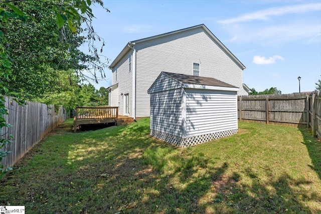 114 Eagles View Ct, Easley, SC 29642 - back of property with a storage shed, a fenced backyard, and a wooden deck